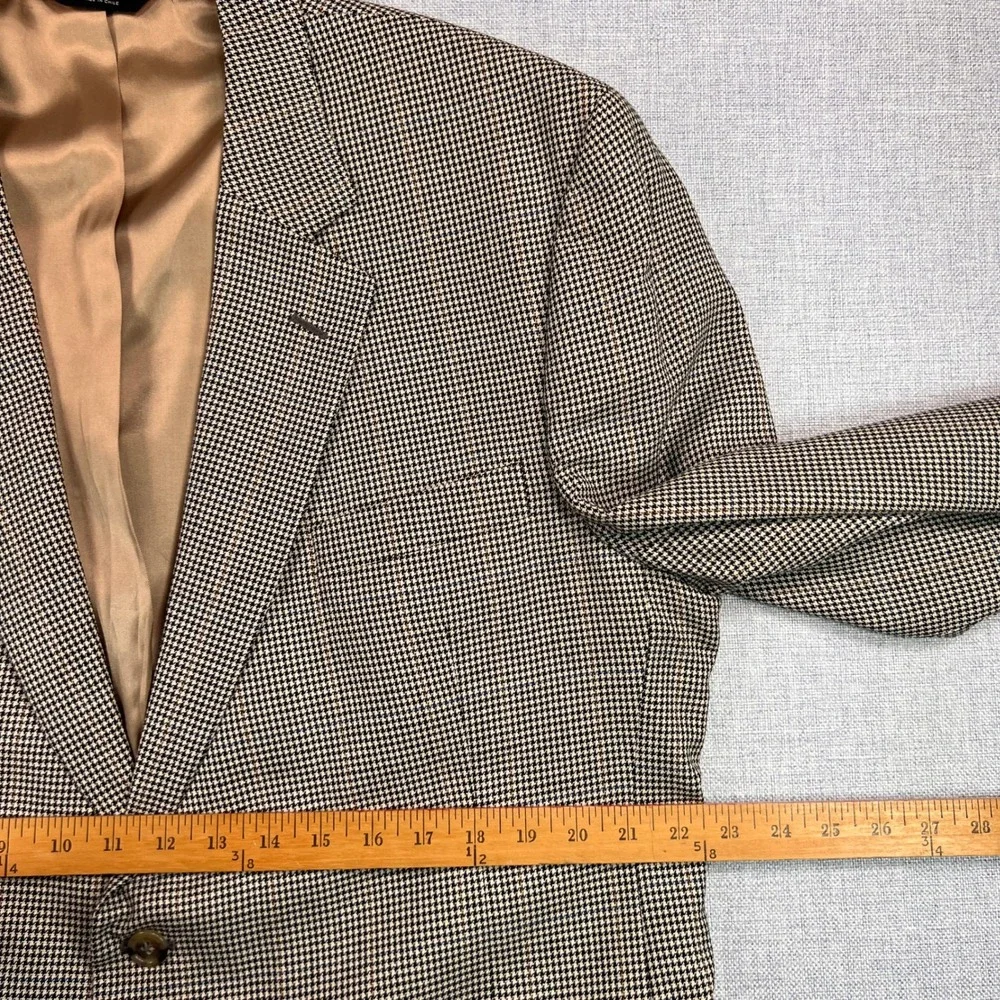 Jos. A. Bank Silk Wool‎ Houndstooth Sport Coat Blazer Men 46R Brown Classic Prep